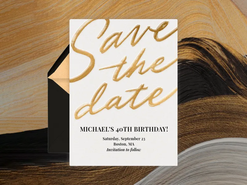 Gold Marker Script - birthday_save_the_date - Invitation