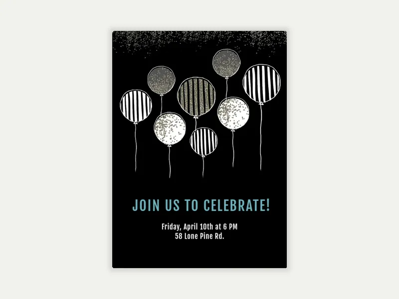 Silver Illustrated Balloons - 100th_birthday - Invitation