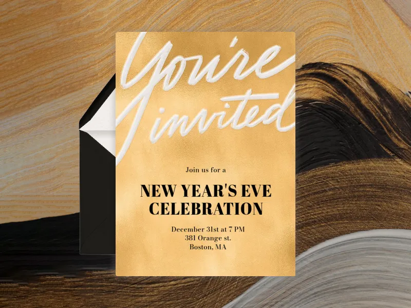 Gold Marker Script - new_years - Invitation
