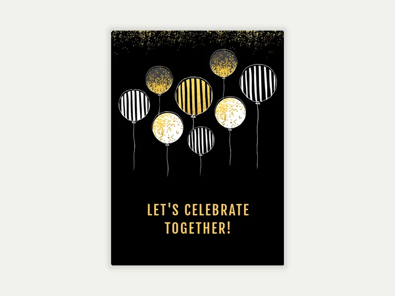 Gold Illustrated Balloons - business_anniversary - Invitation