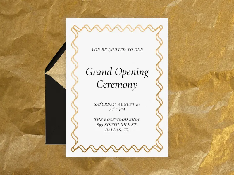 Gold Wavy Border - meetings - Invitation
