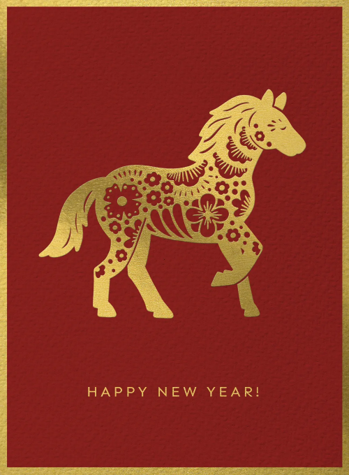 Golden Year of the Horse - lunar_new_year_cards - Card