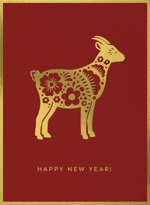 Golden Year of the Goat - new_years_cards - Card