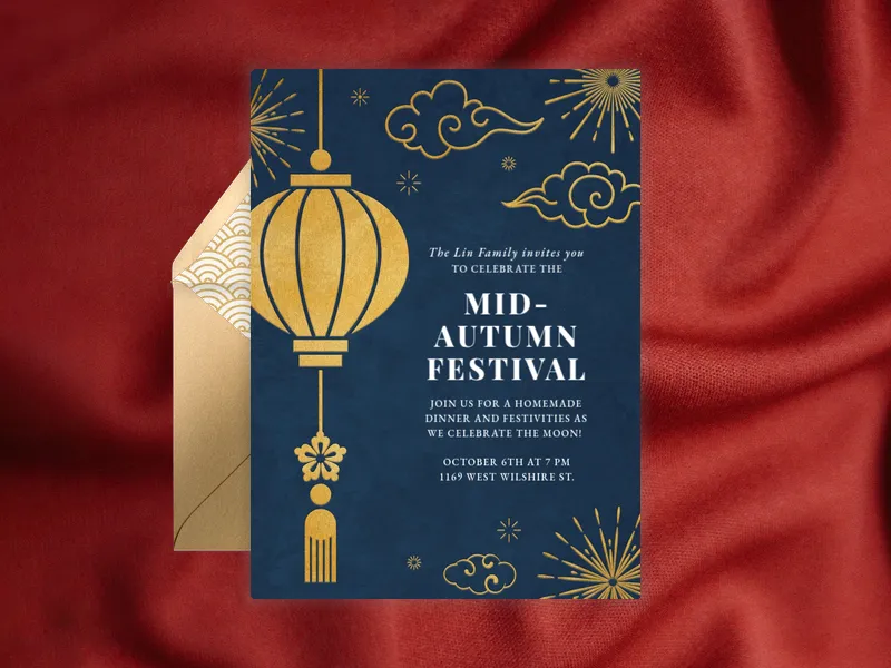 Golden Lantern - mid_autumn_festival - Invitation