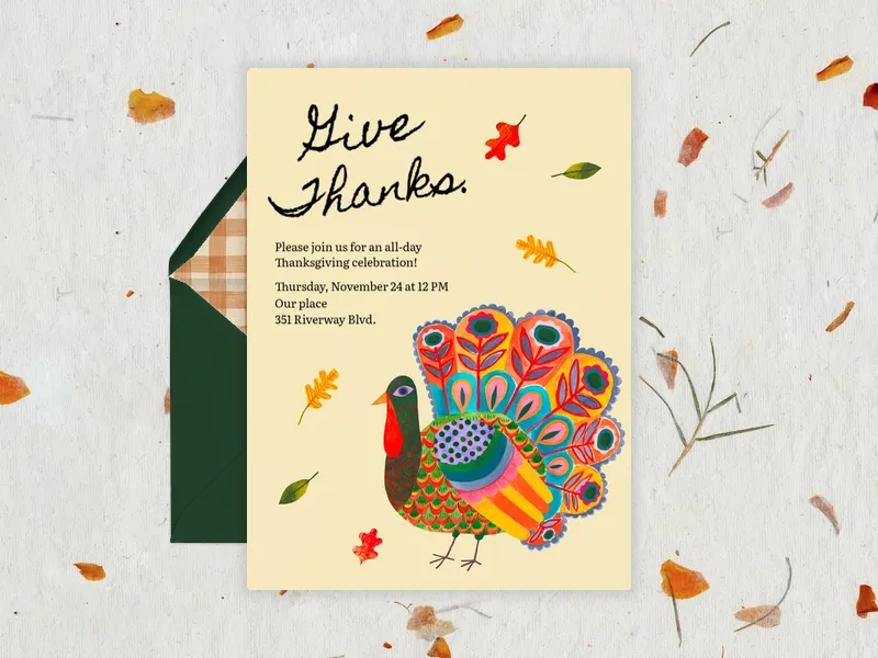 Give Thanks - fall - Invitation