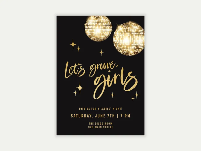 Gold on Black Disco - girls_night - Invitation