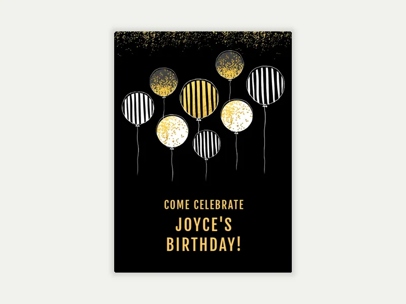 Gold Illustrated Balloons - 100th_birthday - Invitation
