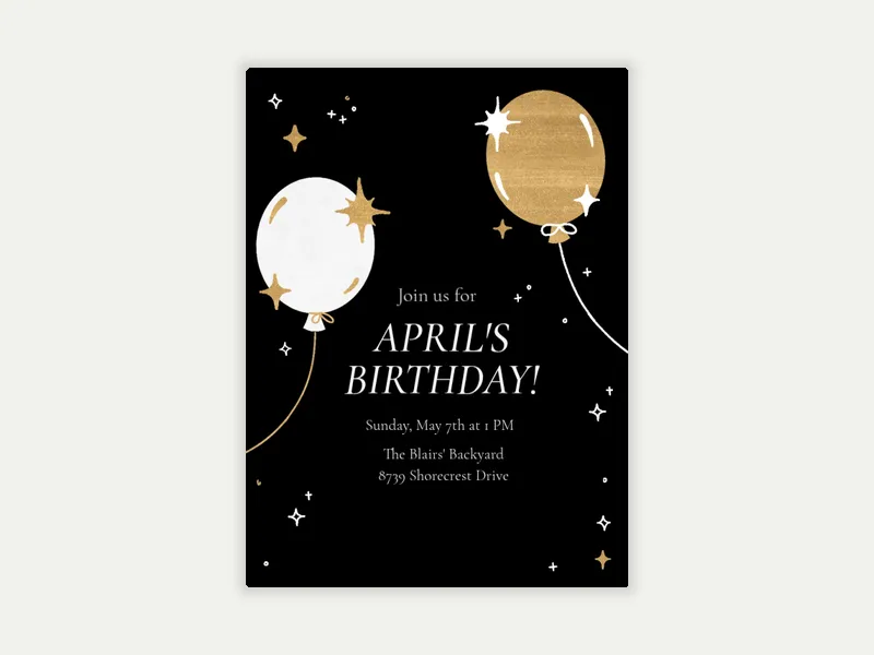 Sparkle Balloons - teens - Invitation