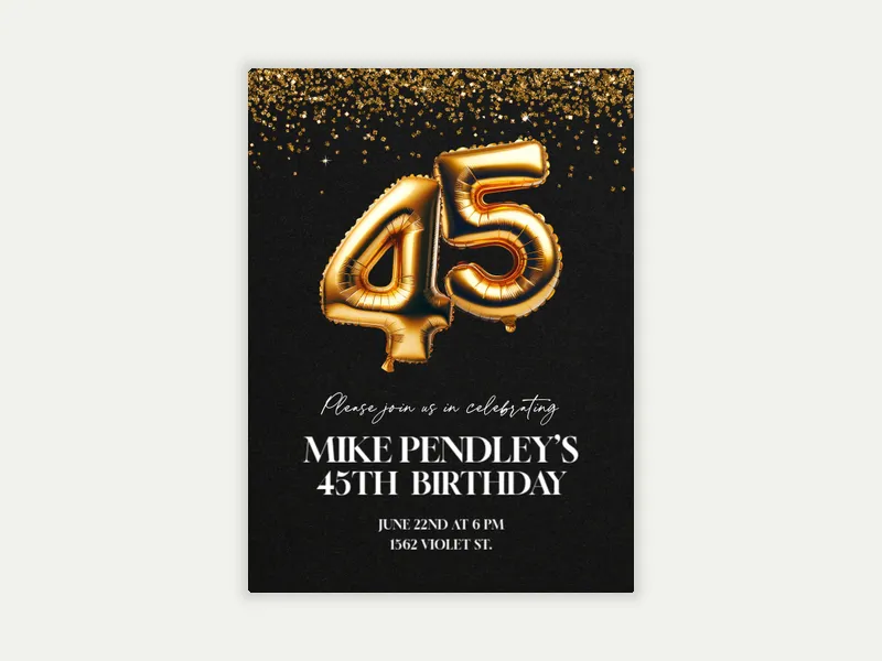 Golden Years Birthday - 45th_birthday - Invitation