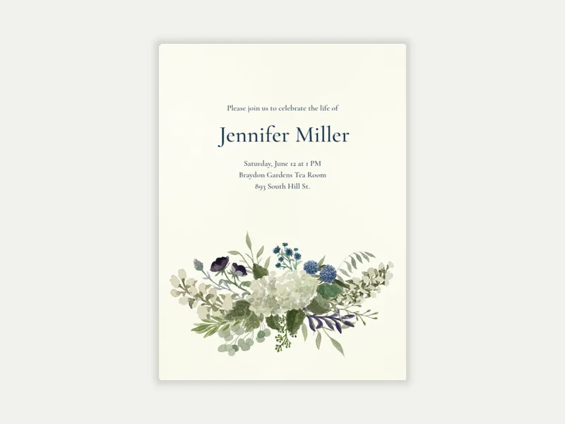 Green Floral Watercolor - funeral_memorial_service - Invitation