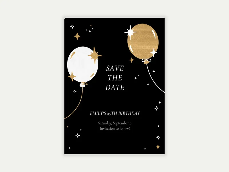 Gold Sparkle Balloons Save the Date - birthday_save_the_date - Invitation