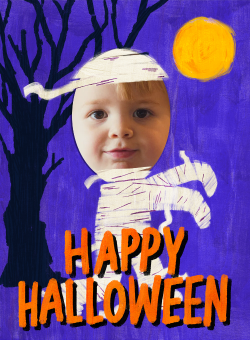 Halloween Mummy Face (Photo) - halloween_cards - Card