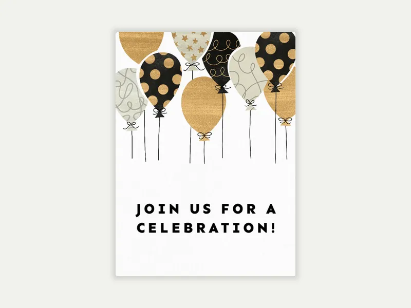 White Gold Print Balloons - birthday_milestones - Invitation