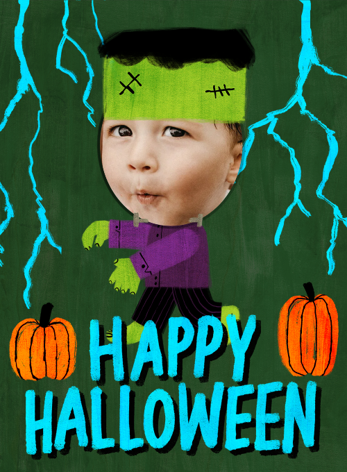 Halloween Frankenstein Face (Photo) - halloween_cards - Card