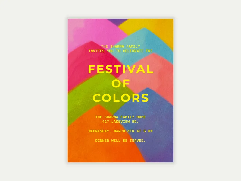 Gulal Colors - holi - Invitation