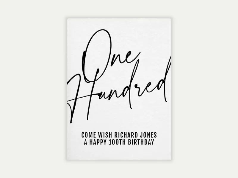 Handwritten Birthday - 100th_birthday - Invitation