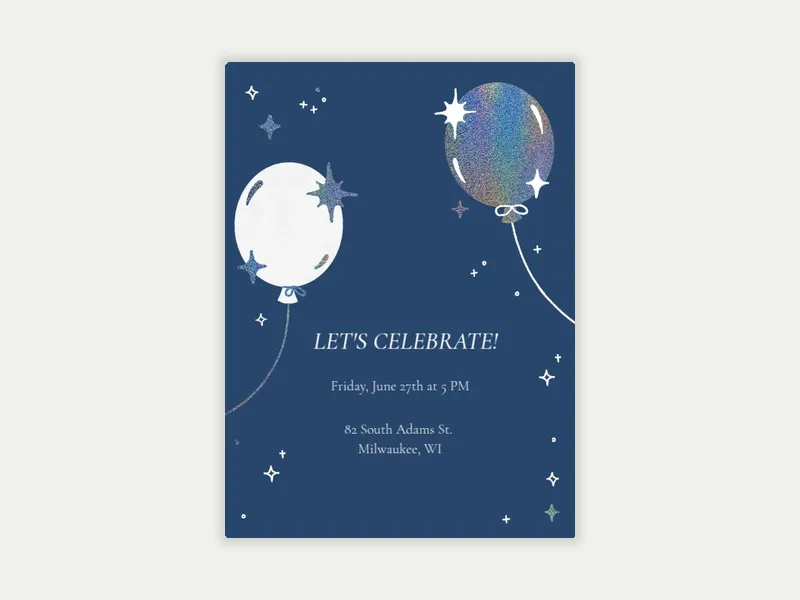 Blue Sparkle Balloons - celebration_and_ceremonies - Invitation