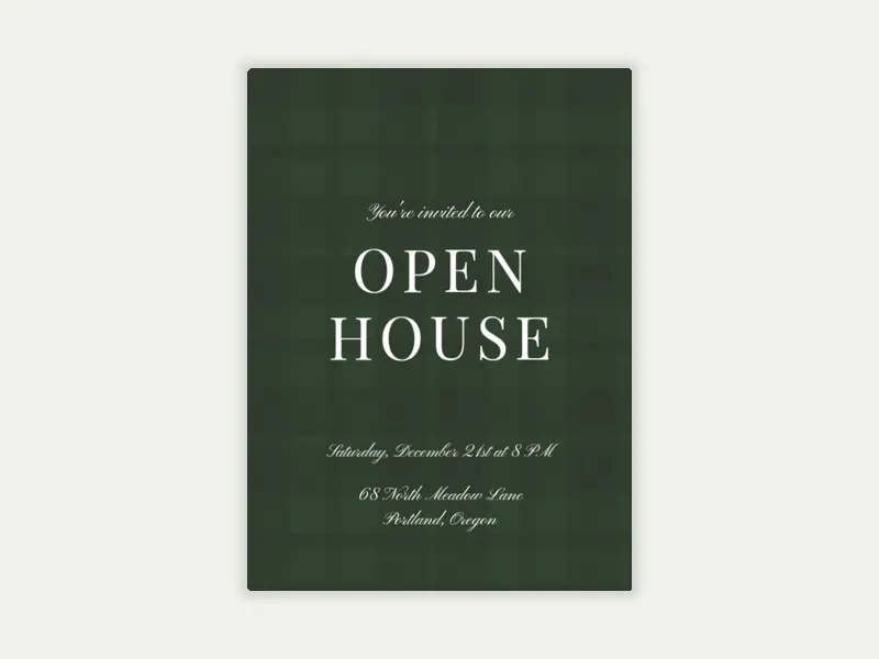 Green Plaid - open_house - Invitation