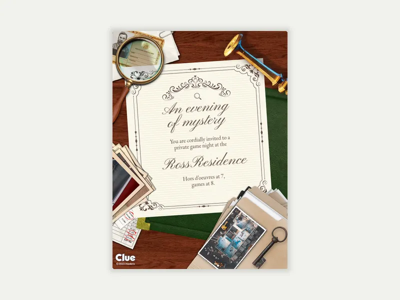 Hasbro’s Clue: Mysterious Evening - featured - Invitation