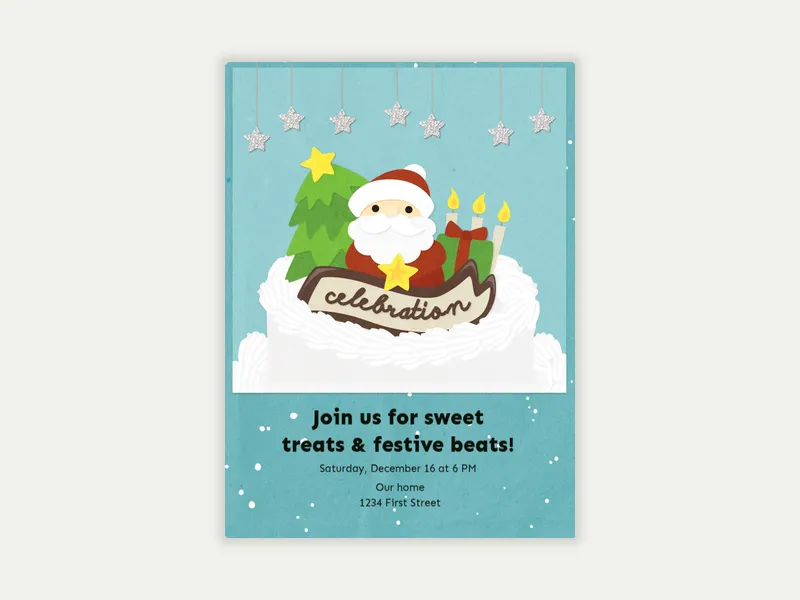 Holiday Birthday Cake - featured - Invitation