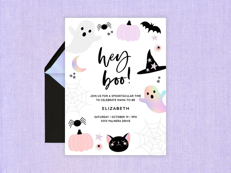 Holographic Hey Boo - baby_shower - Invitation