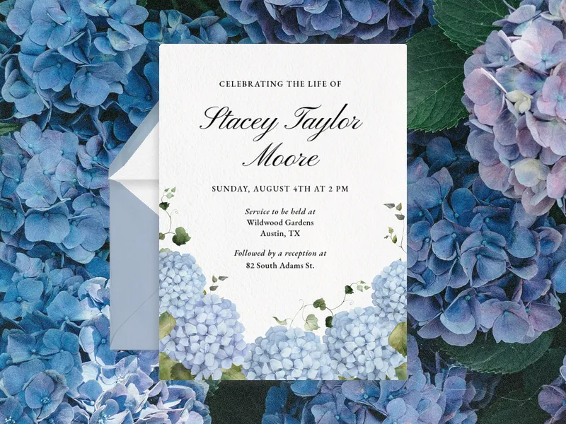 Hydrangea Bunches - funeral_memorial_service - Invitation