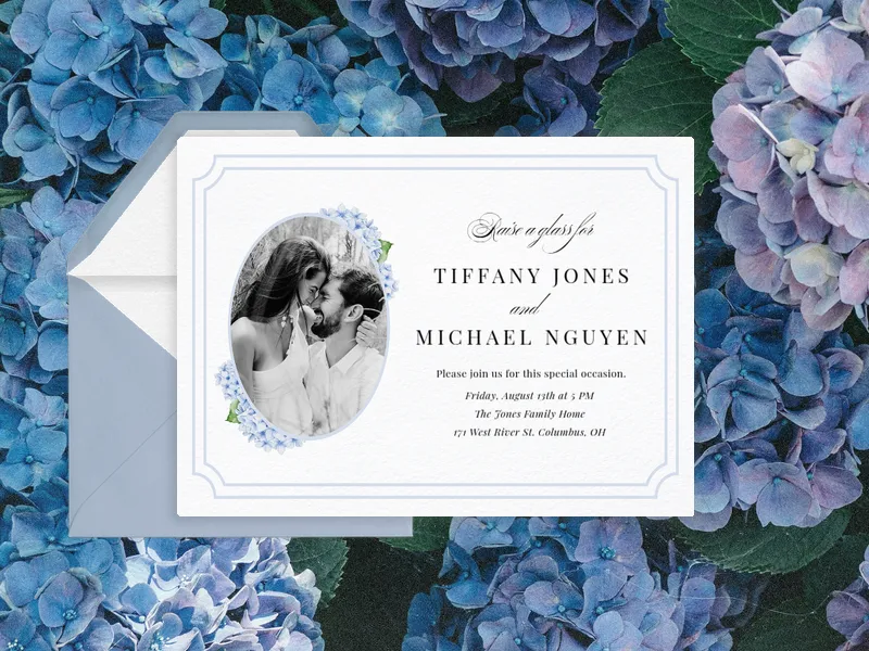 Hydrangea Frame (Photo) Invitation premium template design