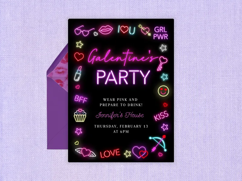 In Love and Neon - galentines_day - Invitation