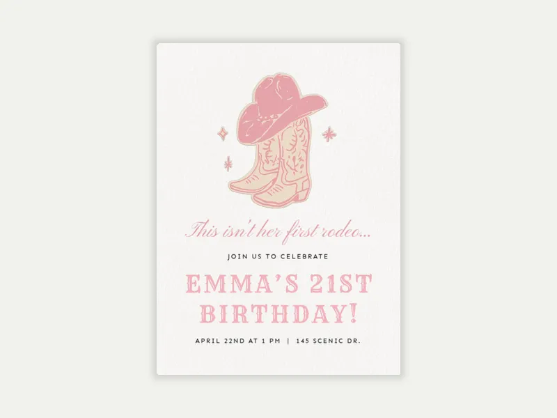 Pink Howdy Partner - birthday_foradults - Invitation