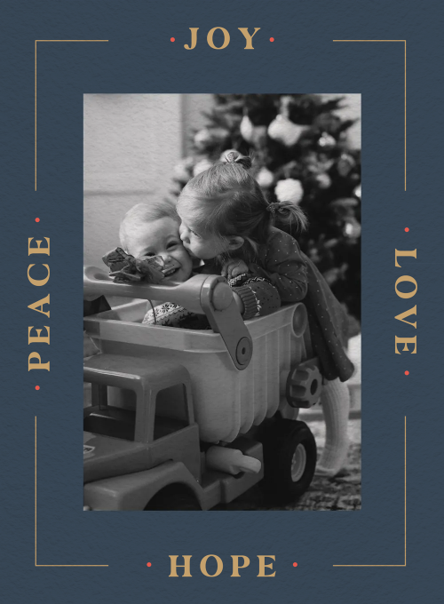 Navy Joy Love Hope Peace Border (Photo) - christmas_cards - Card