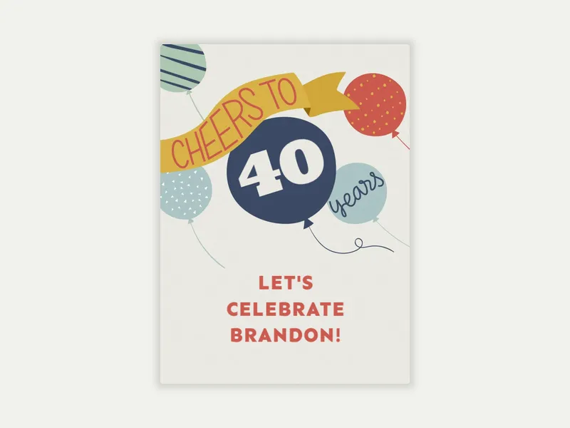 Balloon Birthday Cheers Birthday - 40th_birthday - Invitation