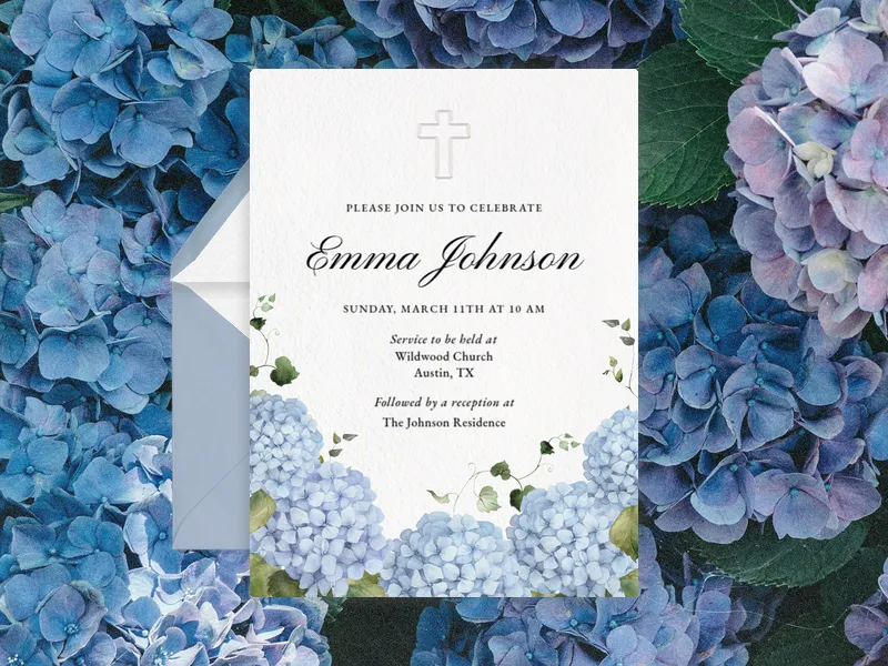 Hydrangea Bunches - confirmation - Invitation