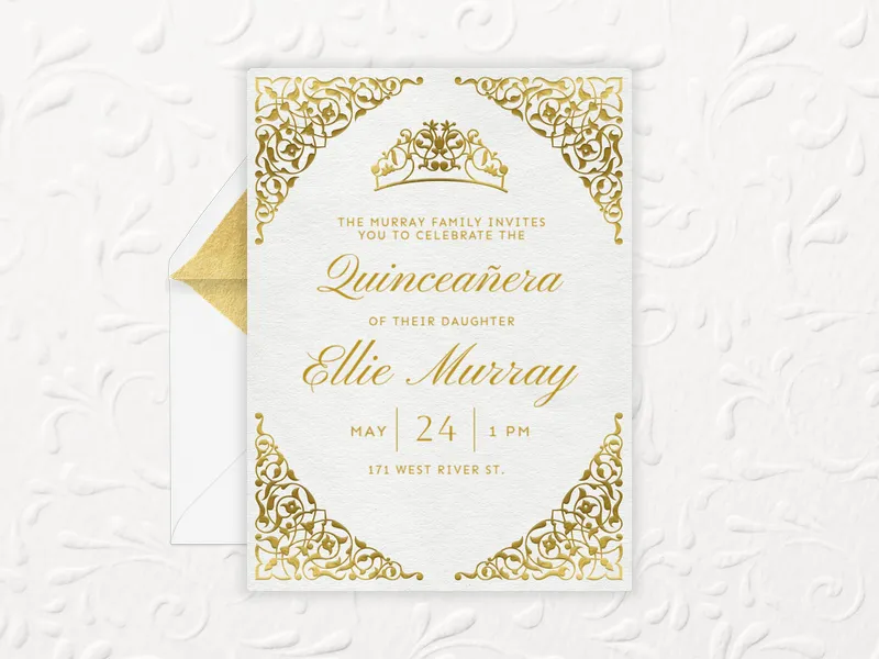 Gold Lace Quinceañera - quinceanera - Invitation