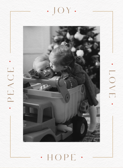 Cream Joy Love Hope Peace Border (Photo) - design_your_own_cards - Card