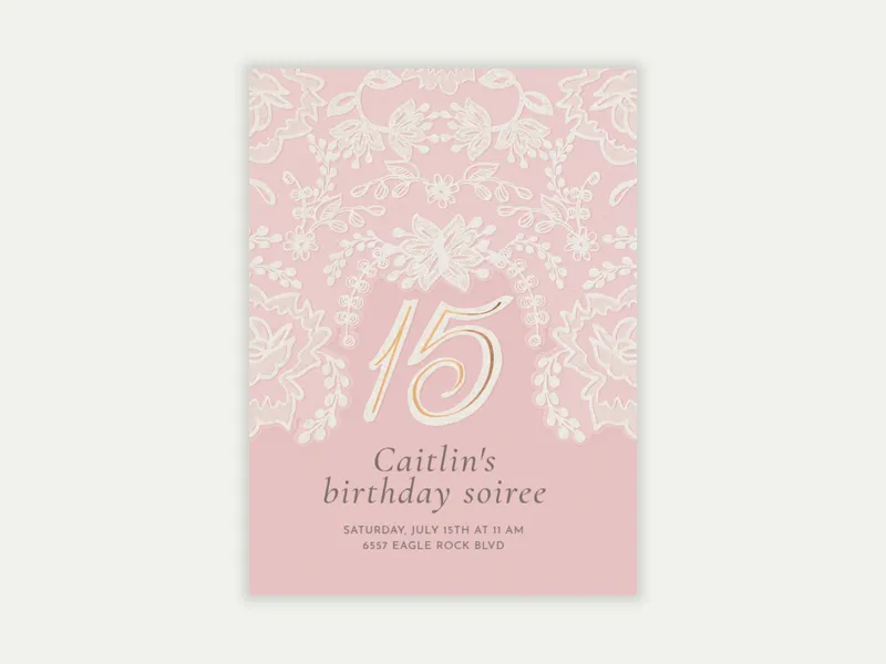 Pink Lace - quinceanera - Invitation