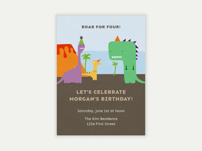 Dino Party - 4th_birthday - Invitation