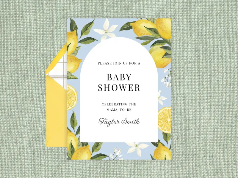 Blue Lemons & Blossoms - baby - Invitation