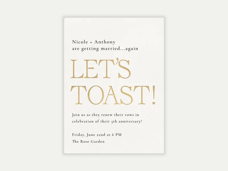 Let’s Toast! - vow_renewal - Invitation