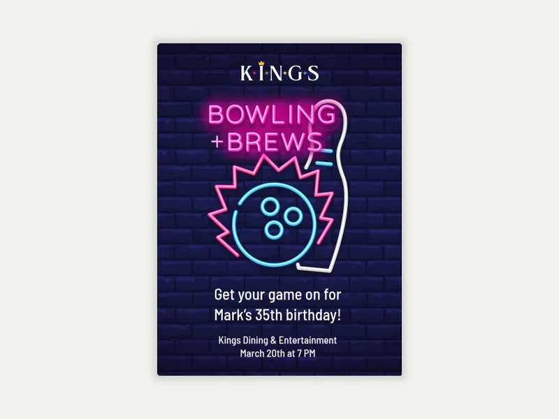 Kings Dining & Entertainment: Bowl & Brew - kings_entertainment - Invitation