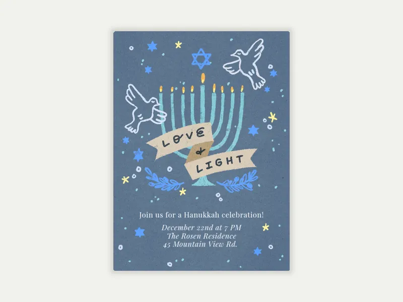 Light the Menorah - winter - Invitation