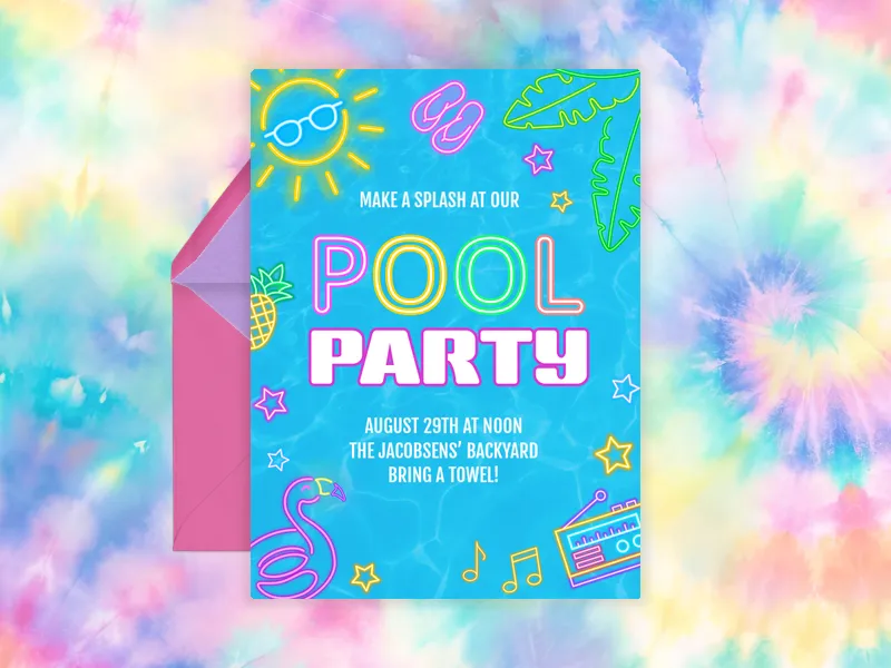 Let’s Glow Swimming - pool_party - Invitation