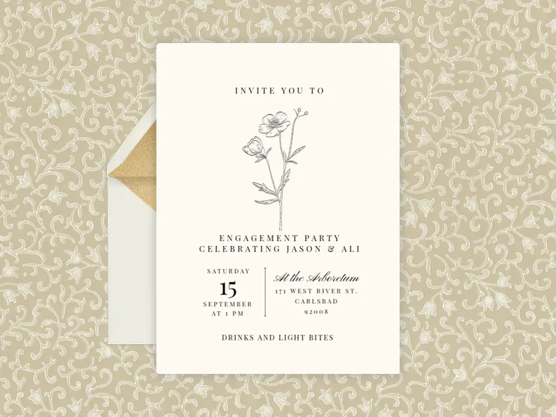 Love Blooms Here - engagement - Invitation