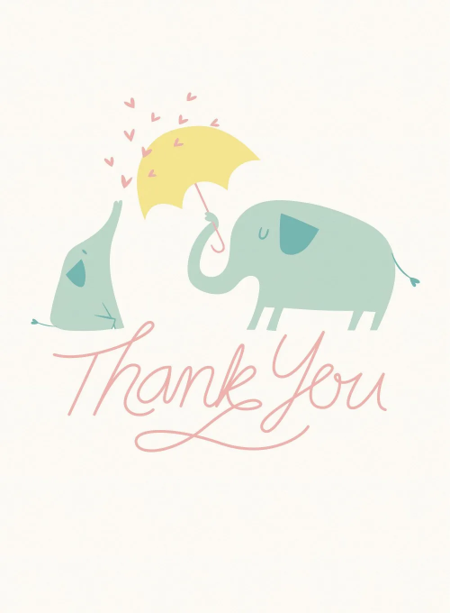Mama and Baby Elephant - thankyou_cards - Card