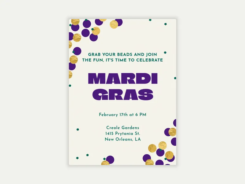 Mardi Gras Confetti - mardi_gras - Invitation