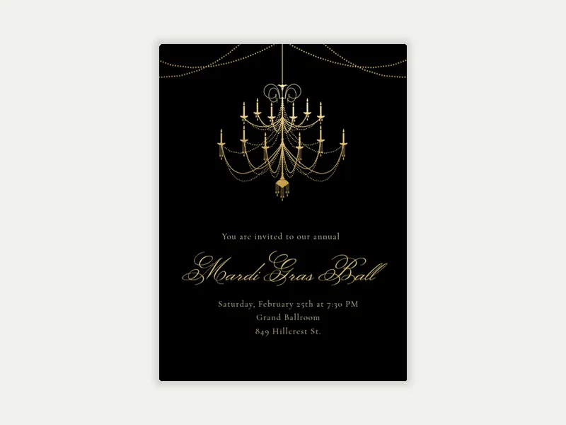 Gold Chandelier - halloween - Invitation