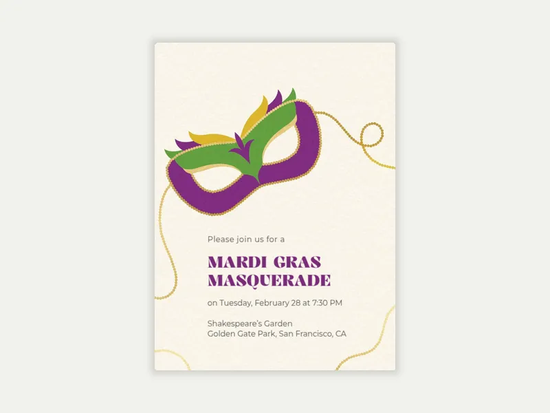 Mask Masquerade - spring - Invitation