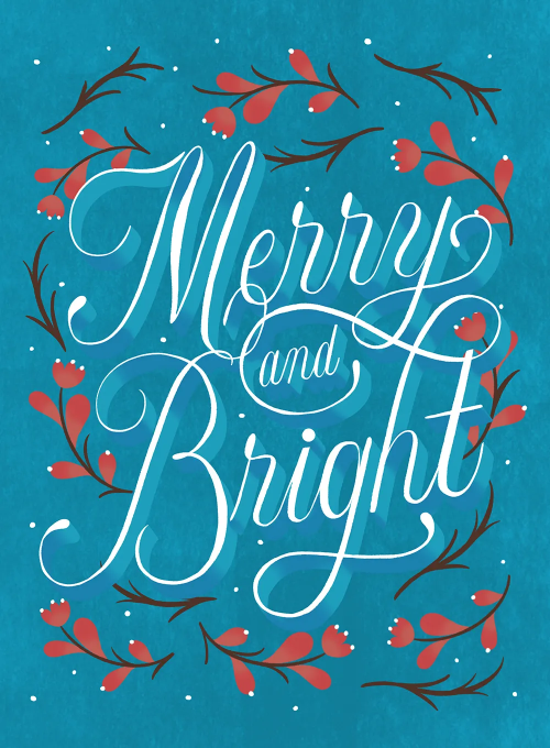Merry and Bright Red Floral - christmas_cards - Card