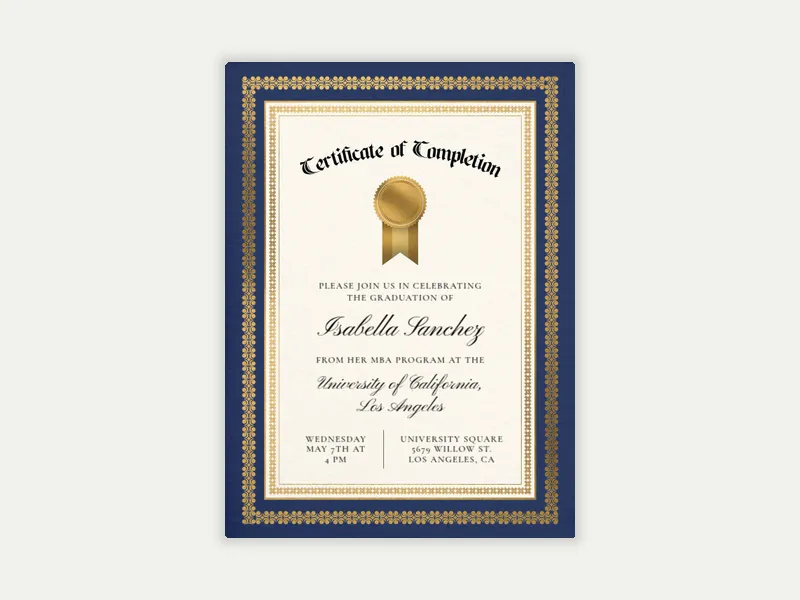 MBA Certificate - graduation - Invitation