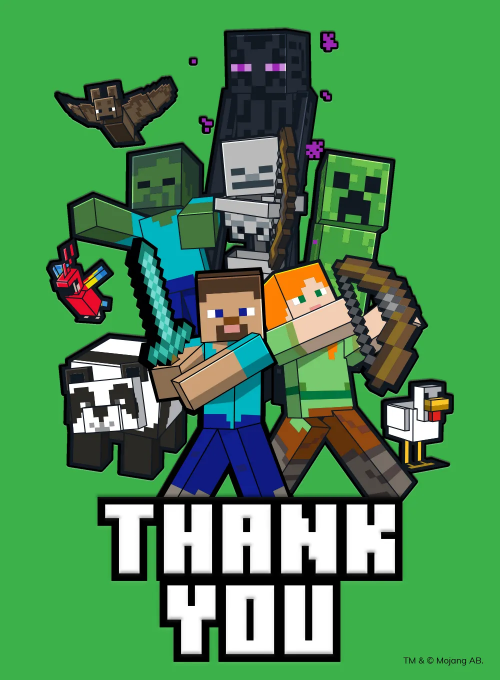Minecraft: Vanilla Main Characters (Thank You) - thankyou_cards - Card