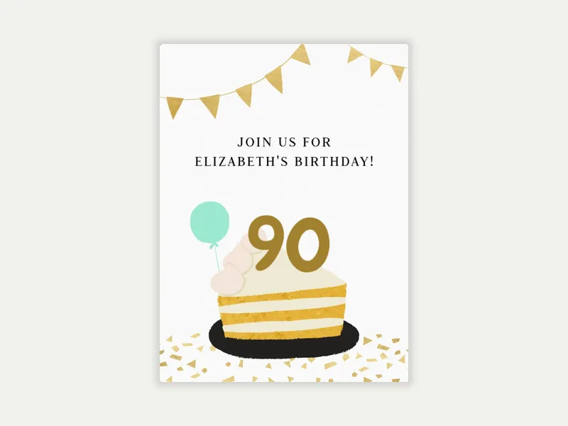 Milestone Piece of Cake 90th Birthday - 90th_birthday - Invitation